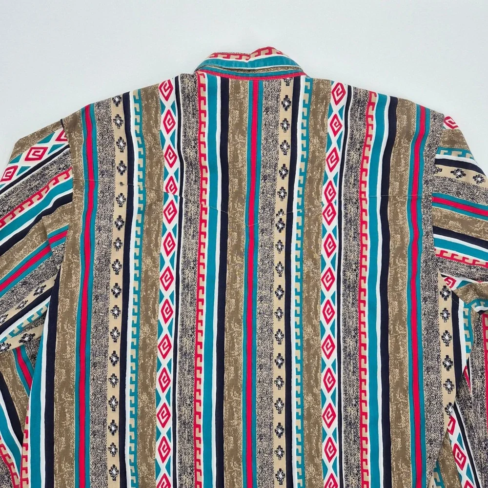Frontier Series Mens Geometric Stripe Button‎ Down Shirt Large Cotton